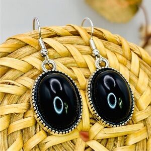 Urban Outfitters Elegant Black Oval Dangle Drop Earrings